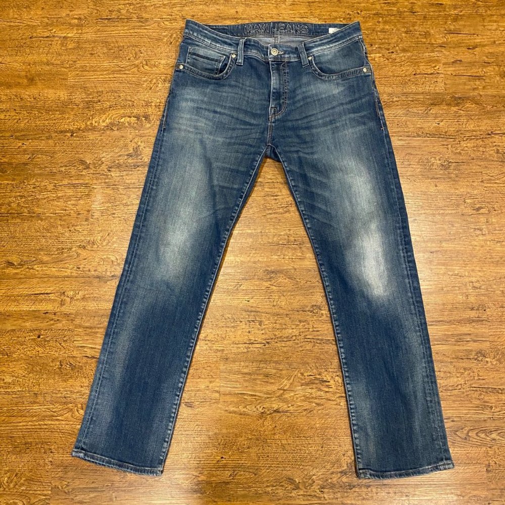 Mavi Jeans Blue Zach Regular Rise Straight Leg Casual Denim Trousers Men's 34x32